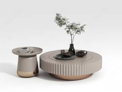 现代茶几组合3D模型下载